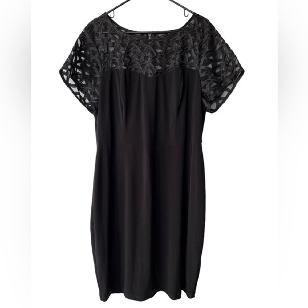 Dress Barn Black Dress size 20 Eyelet sleeves Feminine LBD Modest